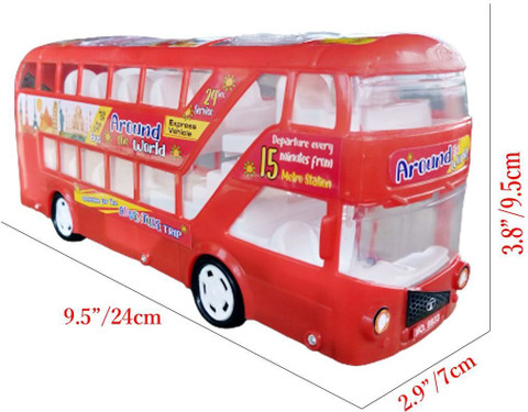 Wasinat Toys Stores Red Color Double Dacker Non Rechargeable Bus