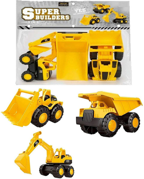 ATRI Unbreakable Medium Size Dumper Bulldozer Excavator Toys Vehicles Truck  Toys Construction Set Truck Toy for Kids 3+ Years Old Boys and Girls pack 
