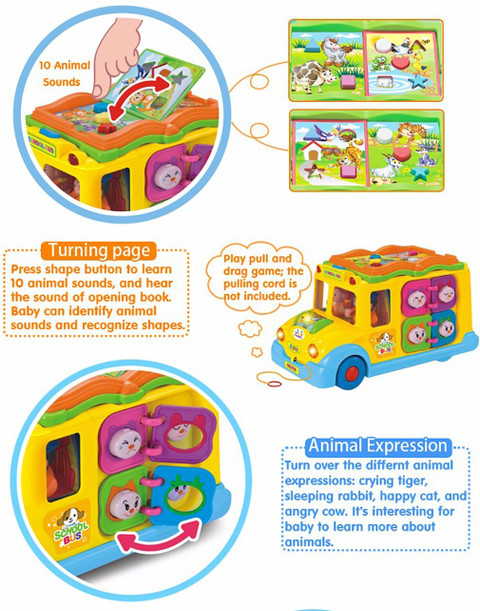 Kiditos Baby Intellectual School Bus Activity Toy Vehicle with Music,  Sounds, and Lights for Toddlers