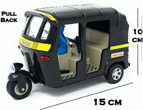 Shree Jee AUTO RICKSHAW BLACK SHINSEI BIG SIZE 15*10*7 CM PULL BACK AND ...