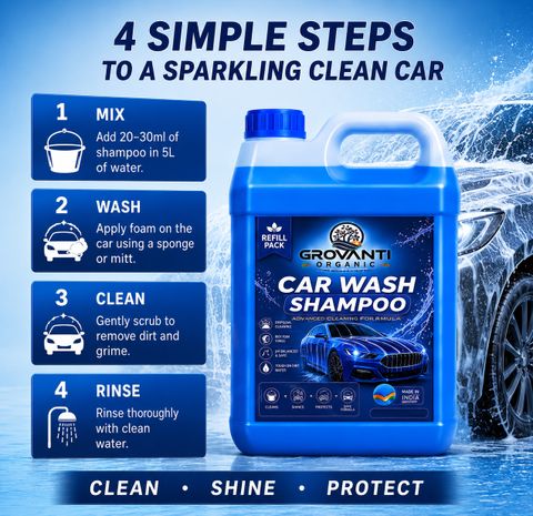 GROVANTI ORGANIC Heavy Foam Car Wash Shampoo | Safe on Paint & Gloss Finish Car Washing Liquid Car Washing Liquid (3000 ml) - Image 7
