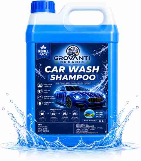 GROVANTI ORGANIC Heavy Foam Car Wash Shampoo | Safe on Paint & Gloss Finish Car Washing Liquid Car Washing Liquid (3000 ml) - Image 5