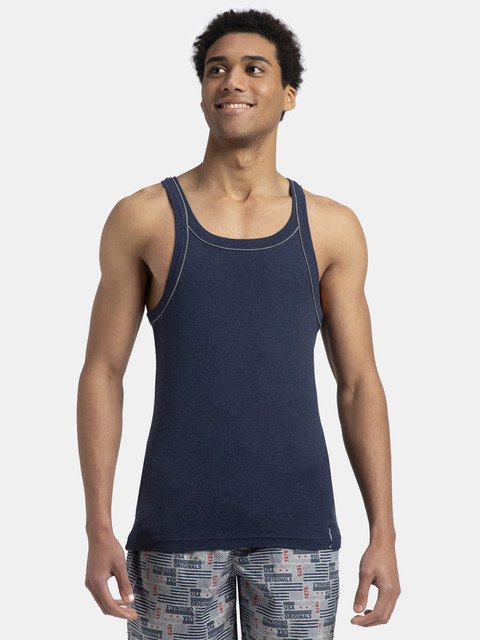 JOCKEY Men Vest Buy Ink Blue Melange JOCKEY Men Vest Online at