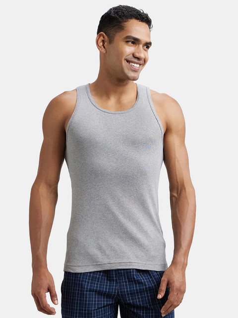 Jockey Mens Half Sleeves Cotton Vest Super Combed Cotton Rib Round