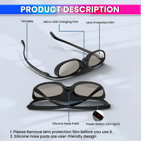 amiciVision 3D Eyewear for DLP Link 3D Projectors, 144Hz