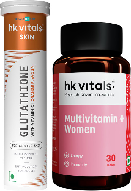 l glutathione reduced vs glutathione HEALTHKART hk vitals Multivitamin+Women (30 Tablets) with Glutathione  Effervescent|Orange Price in India