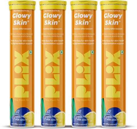 The Plant Fix Plix Glowy Skin Effervescent With 500mg L-Glutathione &  Vitamin C | Lemon Price in India