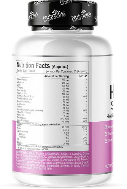 nutrabliss glutathione Nutrabliss Hair & Skin Care with Glutathione Biotin Collagen Peptides NAC  Astaxanthin CoQ10 Price in India