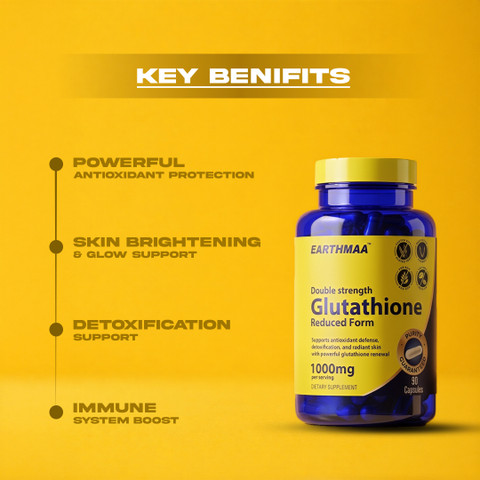 glutathione double strength earthmaa Double Strenght Glutathione 1000mg Reduced Antioxidant Glowing  Skin Radiant Skin Price in India