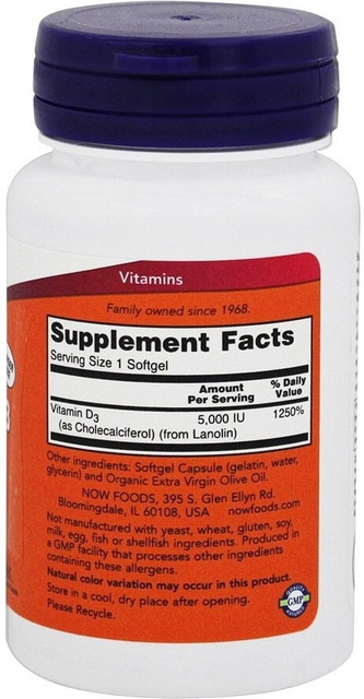 now Vitamin D3 5000 IU 240 softgels
