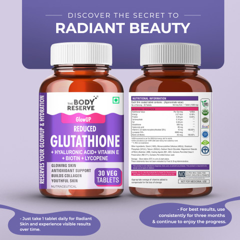 THE BODY RESERVE Japanese L-Glutathione Tablets 500mg for Skin Glow, Clear & Youthful Skin 30 Tab Price in India THE BODY RESERVE Japanese L-Glutathione Tablets 500mg for Skin Glow, Clear & Youthful Skin 30 Tab Price in India