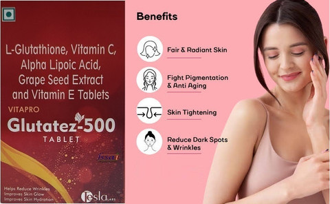 glutathione anti ageing VITAPRO Glutatez L-Glutathione Vitamin C Anti-Ageing Skin Radiance Youthful  Face Glow Price in India