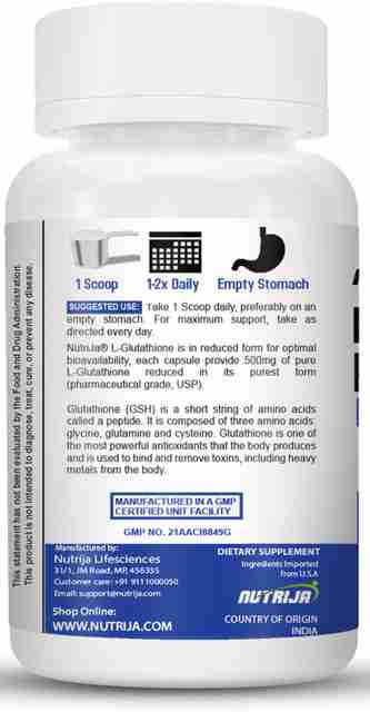 l glutathione supplement india NutriJa L-Glutathione Reduced Powder, 100% Pure Glutathione for healthy  Brightening Skin Price in India