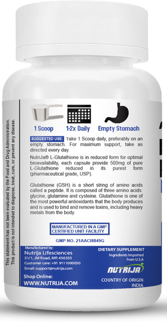 l-glutathione side effects NutriJa L-Glutathione Reduced Powder, 100% Pure Glutathione for healthy  Brightening Skin Price in India
