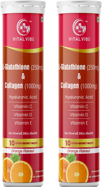VITAL VIBE Collagen 1000mg with Glutathione Tablets | Skin Brightening, Anti-Aging Price in India - Buy VITAL VIBE Collagen 1000mg with Glutathione Tablets