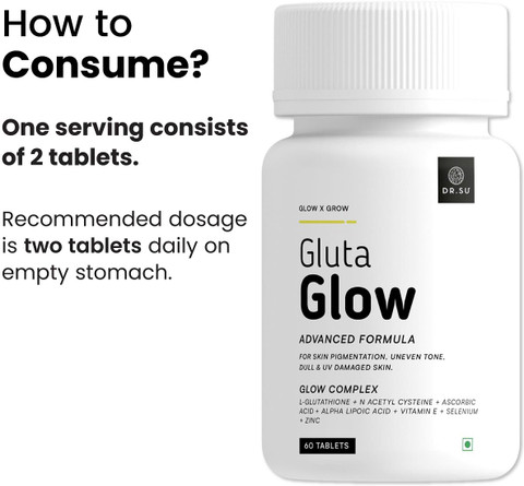 gluta glow glutathione 5000gs Dr.Su Skin Glow Supplement For Men and Women Price in India GHK-Cu 50mg + BPC-157 Size:M 12.5/W 14.5 - Wide Cynosel Injection