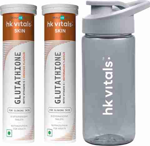 HEALTHKART Glutathione Skin Glow Effervescent Tablets with Vitamin C & E &  Sipper Price in India