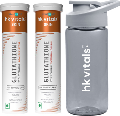HEALTHKART Glutathione Skin Glow Effervescent Tablets with Vitamin C & E & Sipper Price in India
