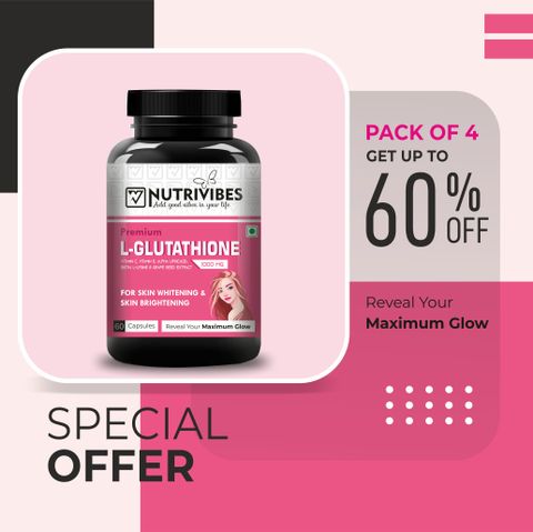 Nutrivibes L glutathione Skin Whitening Capsule with vitamin C , E & Grape  seed Extract Price in India
