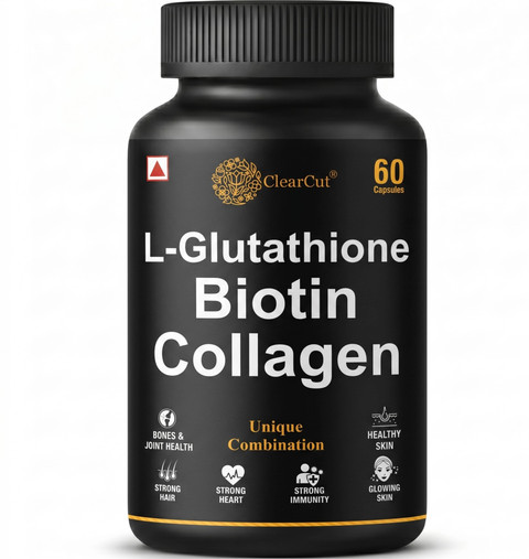 biotin vs glutathione Clearcut L-Glutathione, Biotin, Collagen Herbal extracts Skin, Bones Health  capsule 60 Price in India