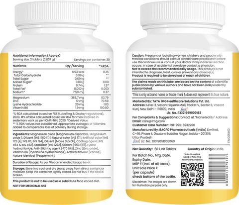 TATA 1mg Chelated Magnesium Plus Tablet with Zinc (60 Tablets) - Image 4