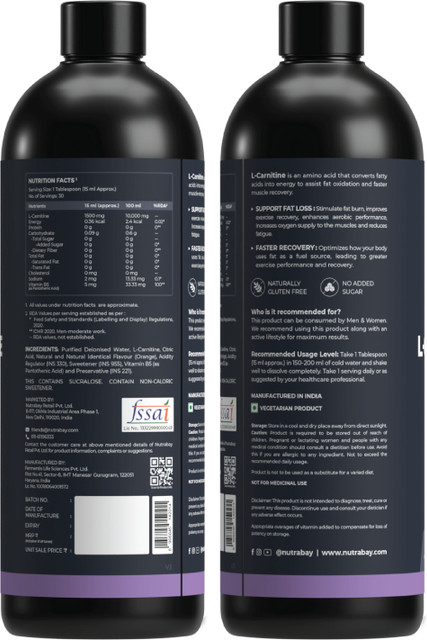 nutrabay l carnitine 3000 LIPO C 10 mL (10 vials)