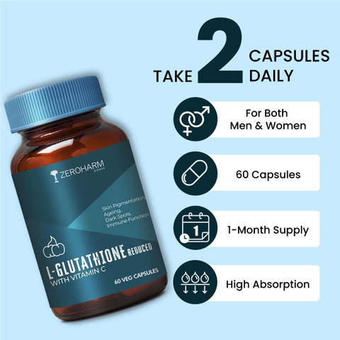 ZEROHARM L-Glutathione Reduced with Vitamin C -Skin Brightness,  Pigmentation, Antioxidant Price in India - Buy ZEROHARM L-Glutathione  Reduced with Vitamin C -Skin Brightness, Pigmentation, Antioxidant online  at Flipkart.com