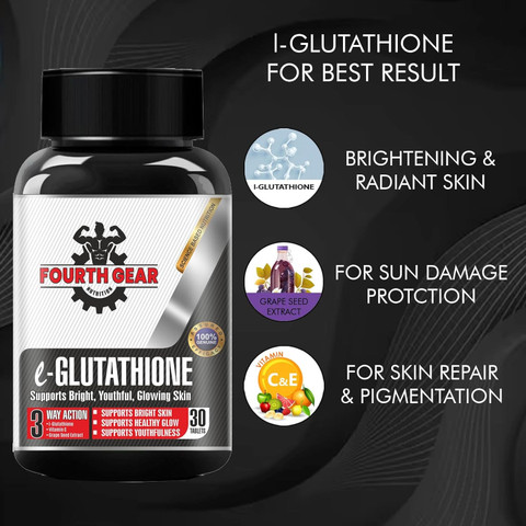 glutathione supplement results FOURTH GEAR L Glutathione Vitamin C Tablet For Skin Whitening, Glowing Skin  & Clear Skin Price in India
