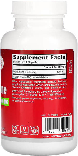 glutathione reduced 500 Jarrow Formulas Glutathione Reduced – 500mg, 60 Capsules, Antioxidant  Support Liposomal Glutathione Gummies main image 1