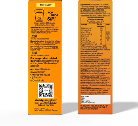 SETU Skin Renew Glutathione 500mg Tablets with Vitamin C | Orange Flavour  Price in India - Buy SETU Skin Renew Glutathione 500mg Tablets with Vitamin  C | Orange Flavour online at Flipkart.com