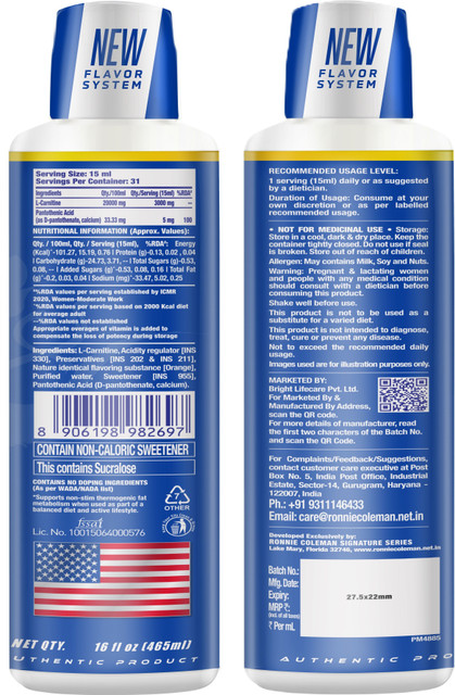 Ronnie Coleman Signature Series L-Carnitine XS 3000mg Liquid, Orange Smash  Price in India - Buy Ronnie Coleman Signature Series L-Carnitine XS 3000mg  Liquid, Orange Smash online at Flipkart.com