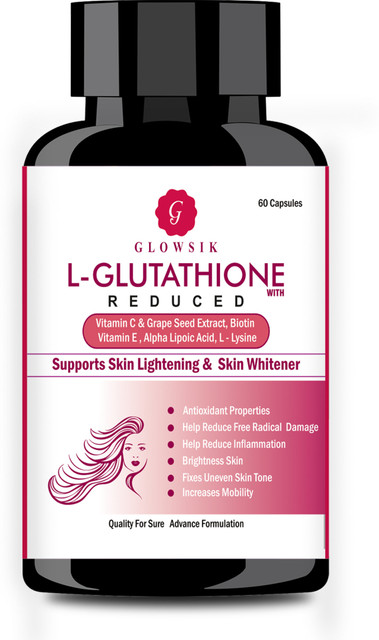 G GLOWSIK L-Glutathione with Vitamin C& E,GrapeSeed,for skin glow ,  anti-oxidant -60 CAP Price in India