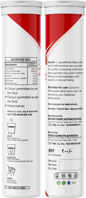 CaptainFitness L-Glutathione Effervescent Tablet with Vitamin C to Reduce  Pigmentation|p9| Price in India