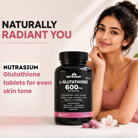 NUTRASIUM Glutathione 600 mg, For Skin Glow & Whitening, 8-Antioxidants Blend Price in India
