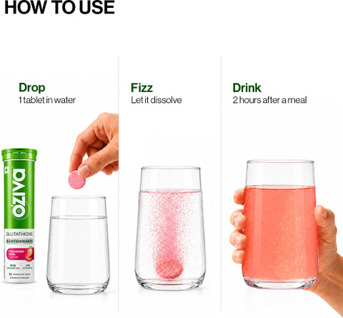 oziva glutathione fizz Bioactive Gluta Fizzy (L-Glutathione), Reduce Cellular Damage on Skin OZiva Bioactive Gluta Fizzy (Strawberry