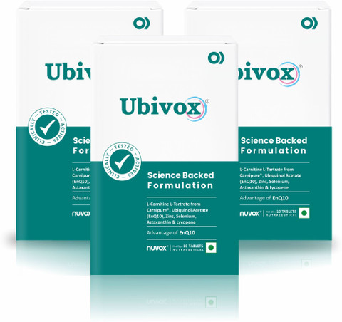 Nuvox Ubivox L-Carnitine, L-tartrate Carnipure Zinc, Selenium, Astaxanthin  & Lycopene Price in India