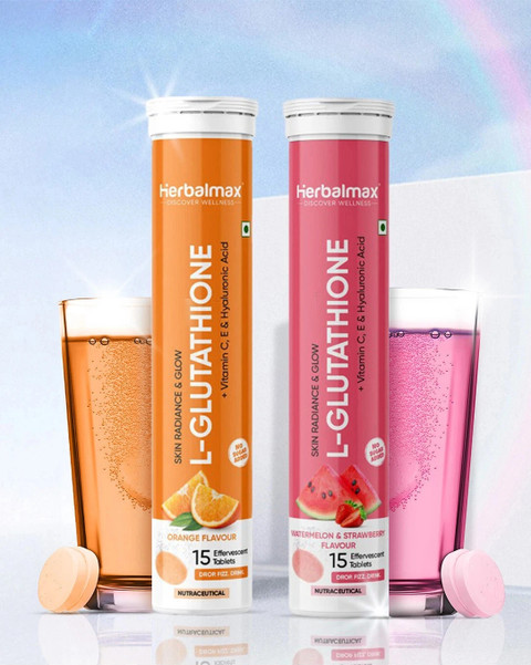 max glutathione supplement Herbal max L-Glutathione Effervescent 600mg with Vitamin C to Reduce  Pigmentation Price in India