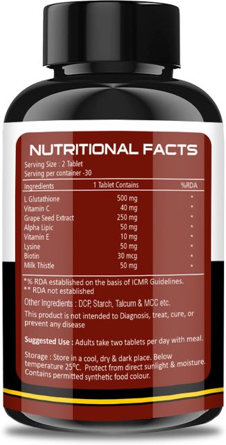 AlphaBlaze L-Glutathione Tablets 1000mg with Vitamin C & E, Milk - Image 4