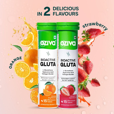 OZiva Bioactive Gluta Fizzy (Orange Zing) To Reduce Pigmentation, 5  Antioxidants Price in India