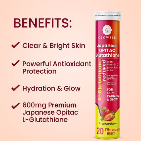 G GLOWSIK -600mg Japanese Opitac L-Glutathione Effervescent Tablet for Clear & Bright Skin Price in India