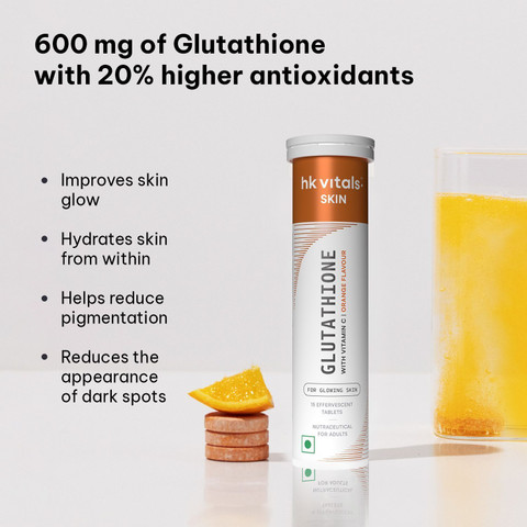 hk glutathione HEALTHKART hk vitals L-Glutathione Skin Glow Effervescent Tablets, Orange  With Sipper Price in India