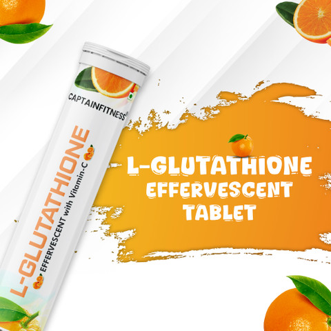 l glutathione effervescent tablets CaptainFitness L-Glutathione effervescent with vitamin-c tablet  (orange)|Glowing skin|-(260) Price in India