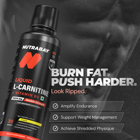 Nutrabay Pro Liquid L-Carnitine 3000mg (Double Strength) with Vitamin B5,  Fat loss, Lemon Price in India