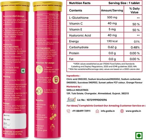 glutathione in hindi DIET GEAR 500 mg L Glutathione, Hyaluronic Acid, Vit - C & Vit - E | Bright Youthful Skin Price in India