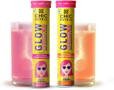 glow glutathione and vitamin c Buy Vlado's Himalayan Organics Skin with Glowing & Brightening Skin Capsules Online Buy Chicnutrix Glow - 500