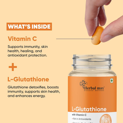 Herbal max L- Glutathione 500mg with Vitamin C, For Clear Skin Price in  India - Buy Herbal max L- Glutathione 500mg with Vitamin C, For Clear Skin  online at Flipkart.com