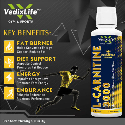 l carnitine 3000 mg liquid benefits VedixLife L Carnitine Liquid 3000mg, Burns Fat for Energy Weight Loss, Pineapple Flav. Price in India