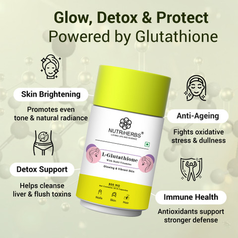 Nutriherbs L-Glutathione Capsule with Vitamin C | for Glowing & Youthful  Skin, Hair, Nails Price in India - Buy Nutriherbs L-Glutathione Capsule  with Vitamin C | for Glowing & Youthful Skin, Hair,