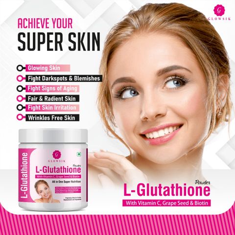 G GLOWSIK L-GLUTATHIONE POWDER FOR HEALTHY & GLOWING SKIN WITH PLANT & FRUIT EXTRACT Price in India