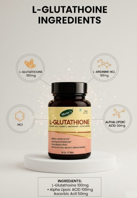 Shrey's L-Glutathione, with HCI, Vitamin C, L-Arginine & Brightens and evens skin tone Price in India